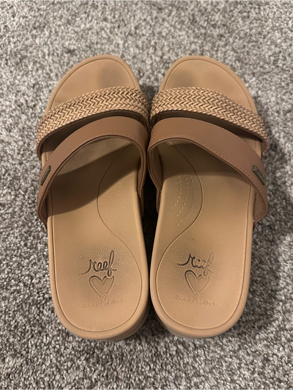 Reef Women’s Brown Woven Platform Slide Sandals - Picture 11 of 13
